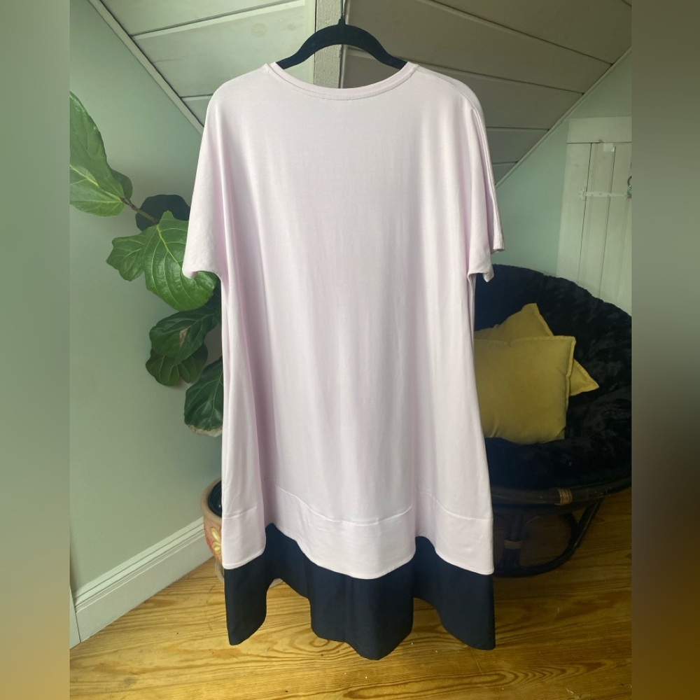 COS Contrast Hem Tent T-shirt Dress Pink Navy A-line Pockets Size Medium - Picture 6 of 11